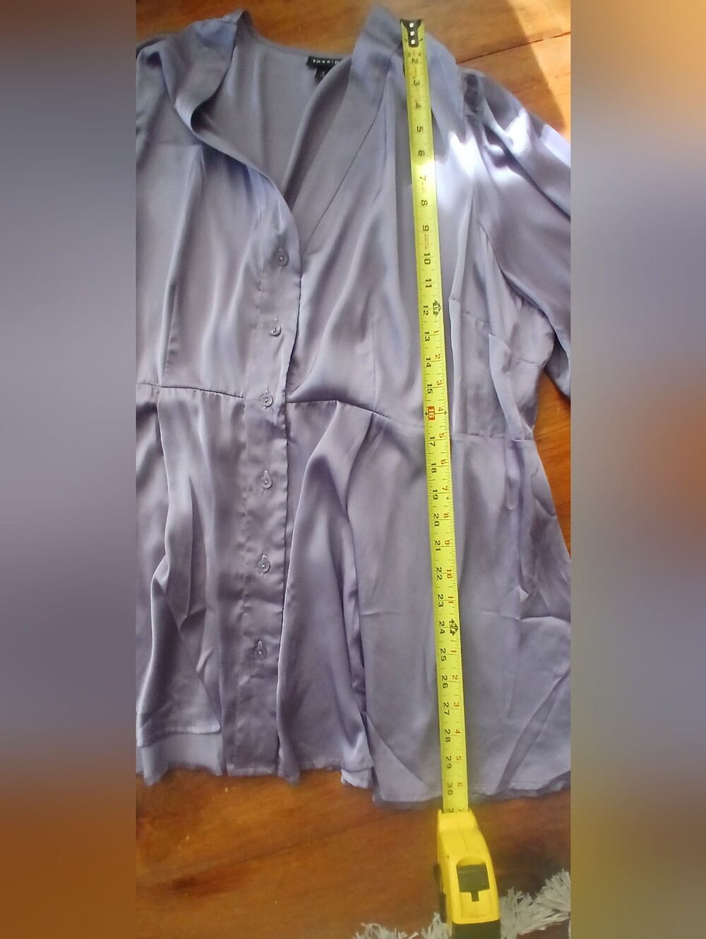 Torrid Lilac Button-Front Peplum Shirt SZ 3 - Picture 5 of 6